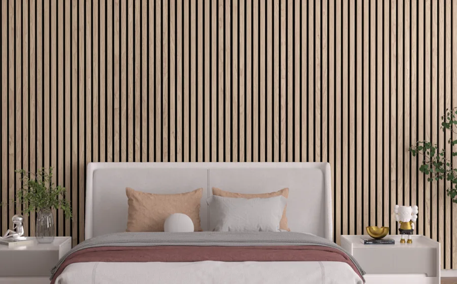 Houten wandpanelen in de slaapkamer