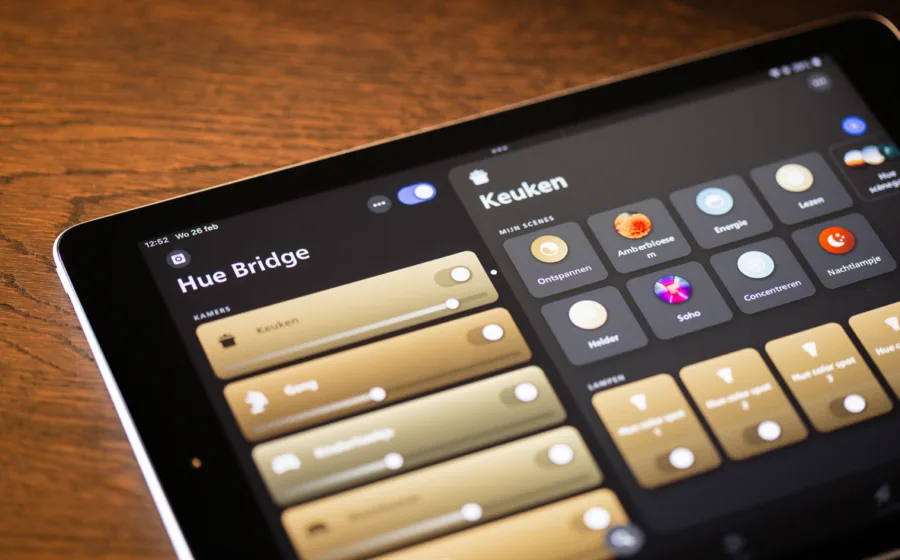 Slimmer wonen met smart home oplossingen - detail app met lichtschema per kamer