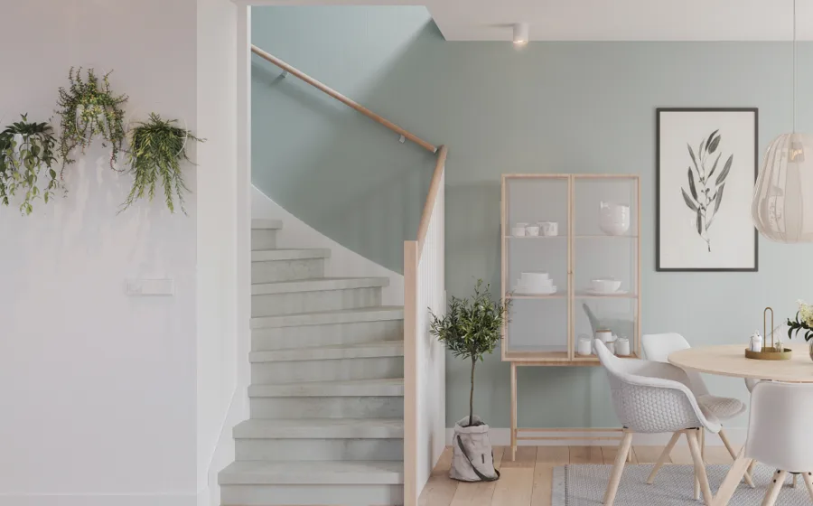 Traprenovatie met betonlook laminaat in Scandinavische lichte houttinten