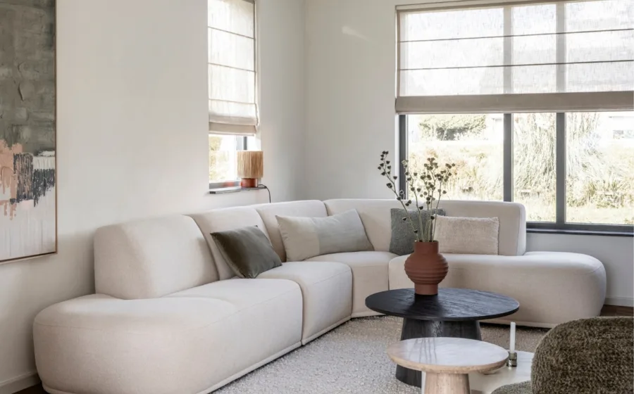 Botanische woonkamer met pvc vloer in hongaarse punt