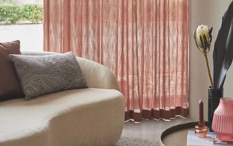 Gordijnen Vitrage Eijffinger Mist Rood Roze