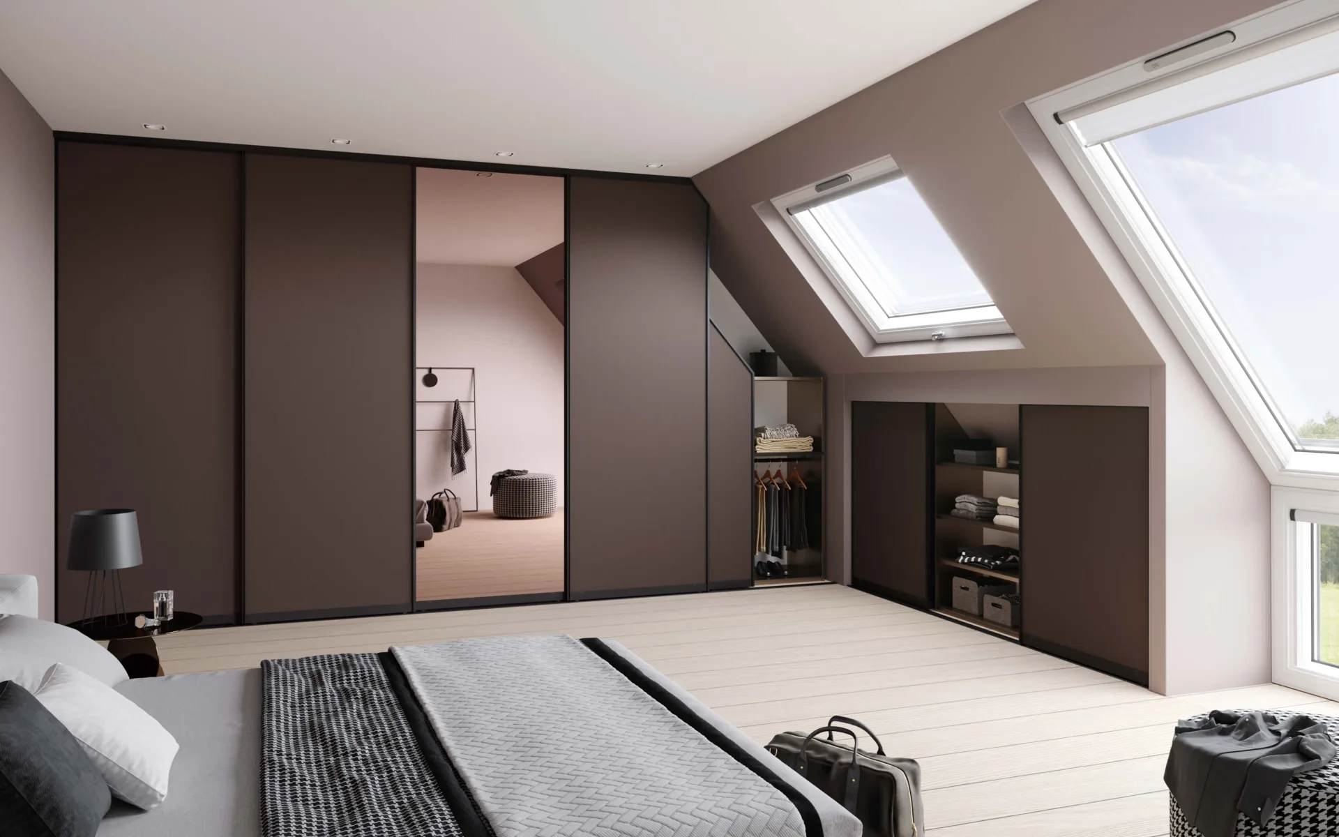 Kledingkast maatwerk onder schuin dak voor optimale ruimtebenutting