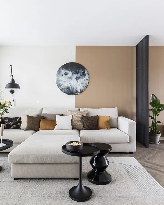 Woonkamer in beige tinten