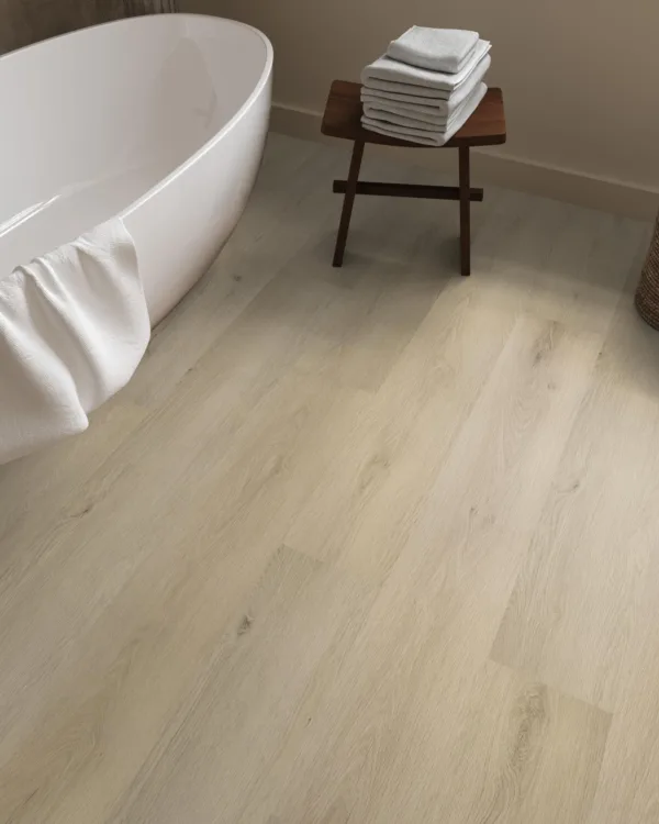 EVC vloer Marento click dryback warm oak in de badkamer