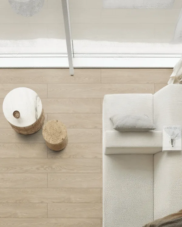 Lichte moduleo pvc vloer in woonkamer