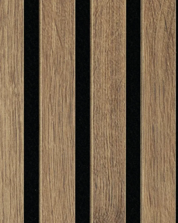 Detailfoto van houten wandpanelen van Heditex