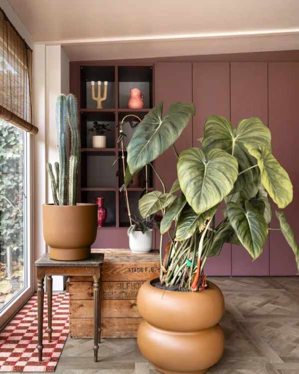 Een mooie mix van warme kleuren, natuurlijke materialen en veel bijzondere accessoires voor een knus en uitnodigend geheel.