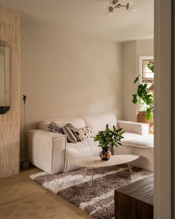 pvc vloer met dessin in japandi woonkamer