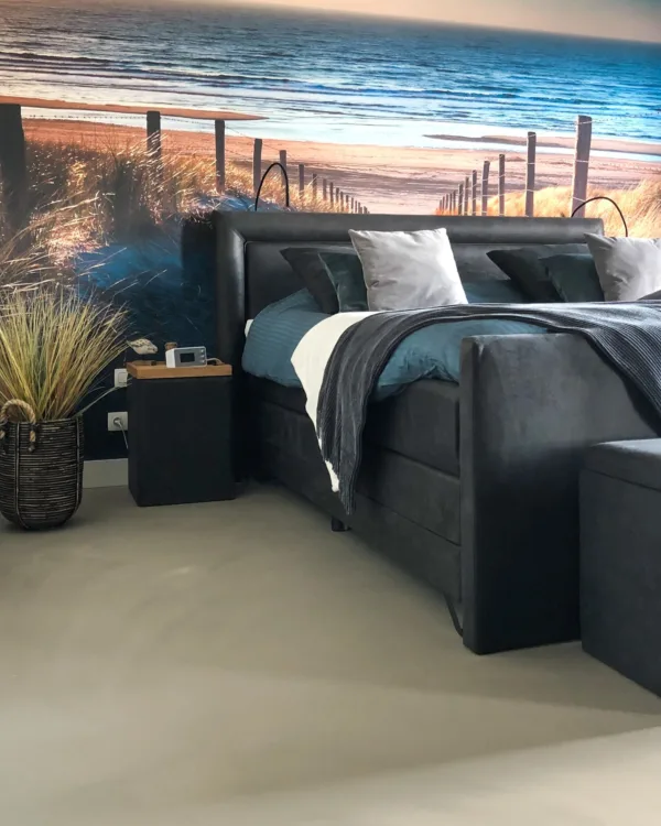 Gietvloer Corestone cafe au lait in slaapkamer