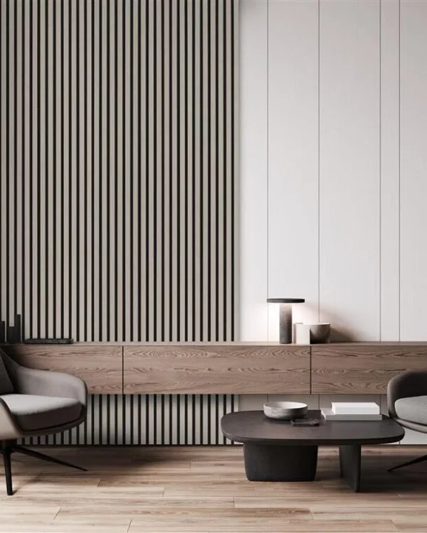 Cotap Silentlines lattenwand Taupe sfeerfoto