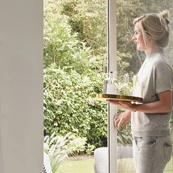 Hordeur op maat voor terrasdeur wit frame