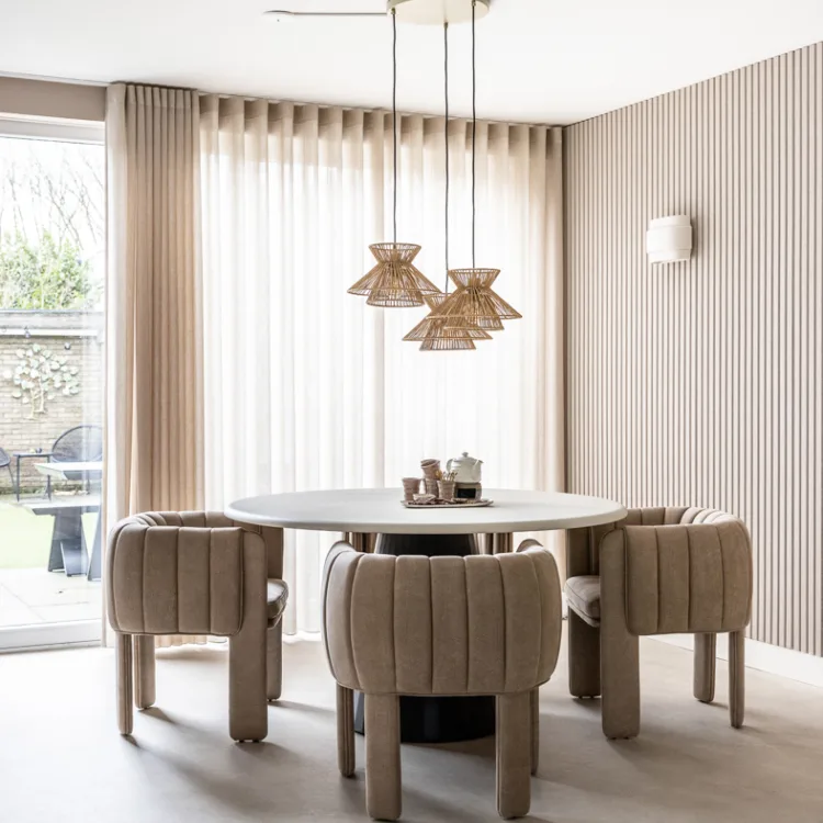 Elektrische wavegordijnen in naturel kleur