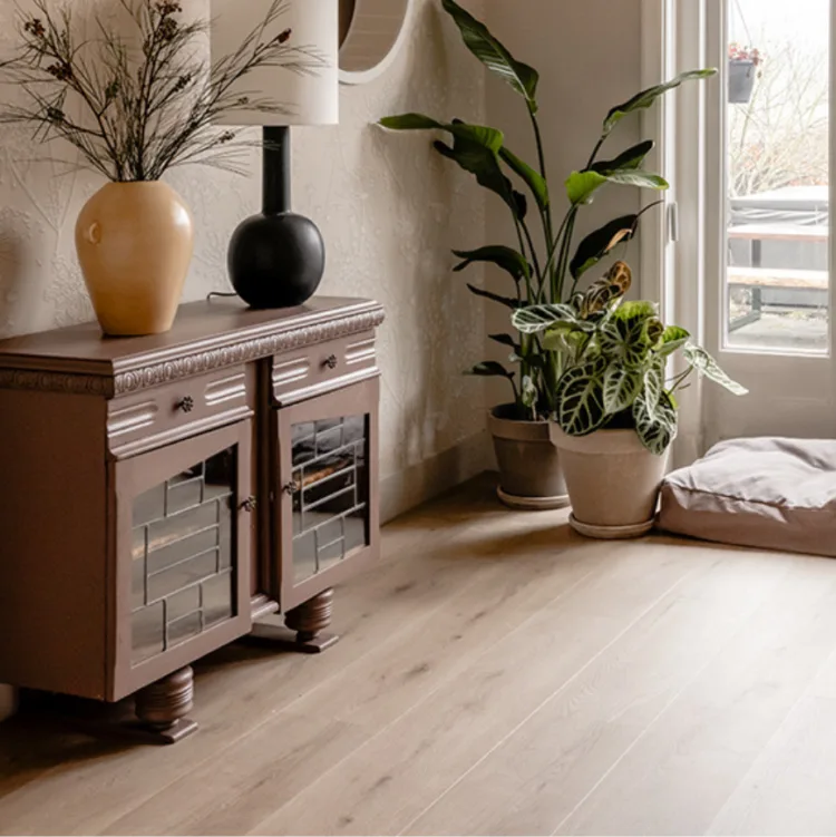 duurzame cotap evc-vloer in houtlook in de woonkamer