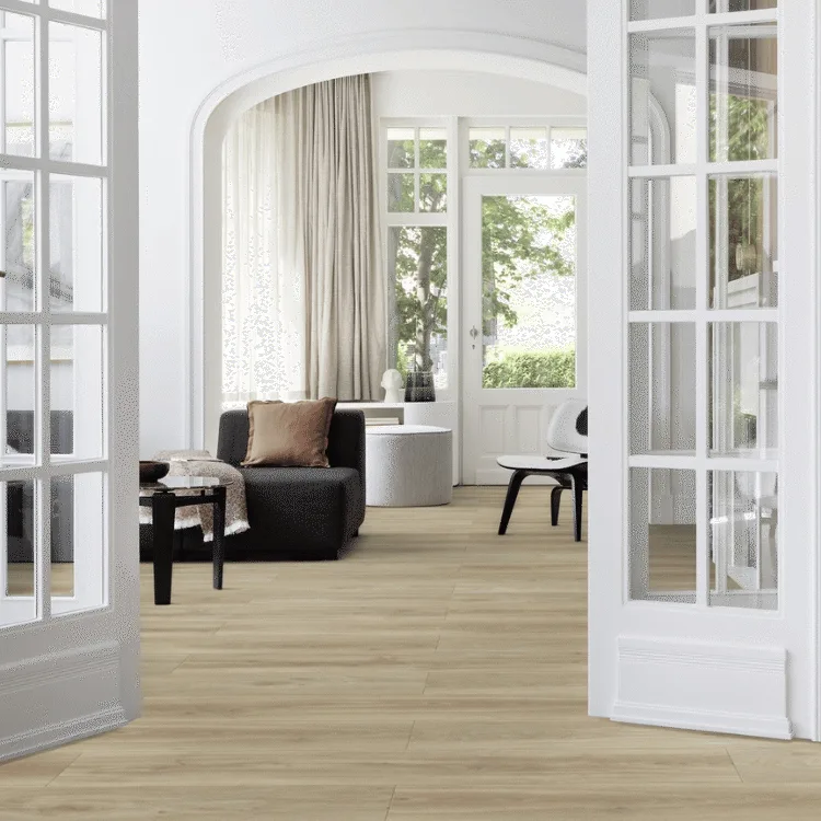 Lichte moduleo pvc vloer in zithoek/woonkamer