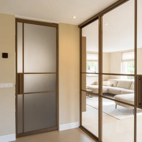 Bronze stalen deuren met Leem marmoleum vloer