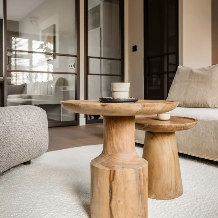 Sfeerfoto van woonkamer in een basic naturel interieur