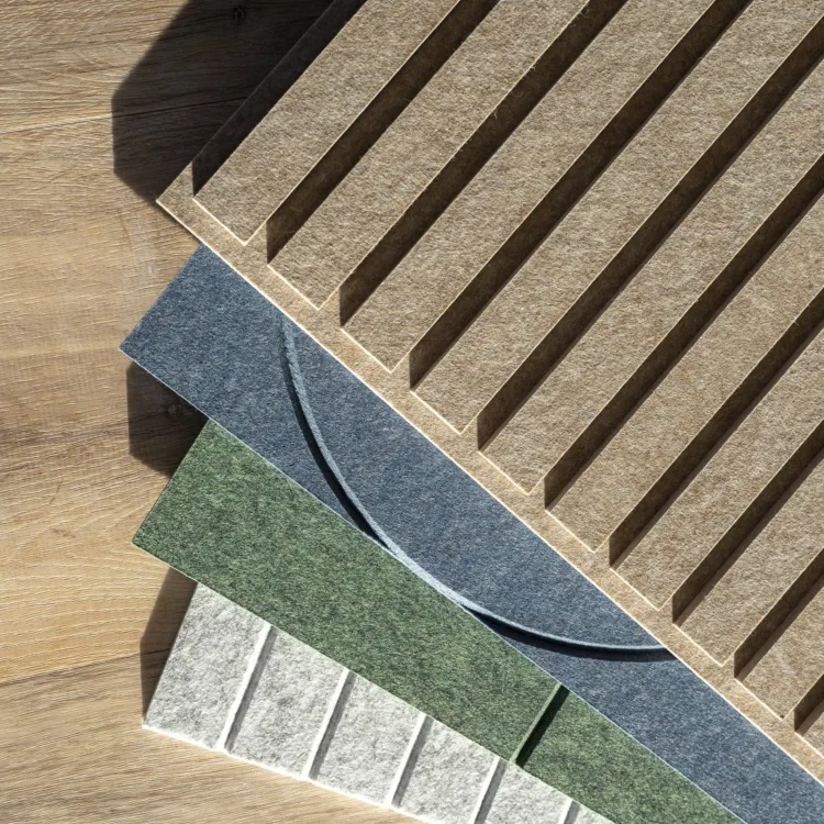 Akupanel vilt wandpaneel stalen in verschillende kleuren en structuren voor het kiezen van de perfecte match in jouw interieur.
