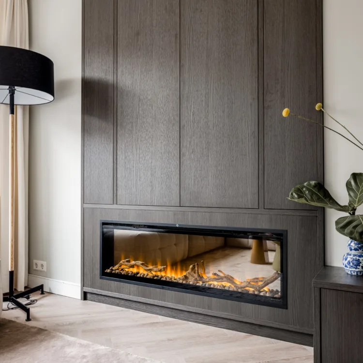 Vtwonen seizoen 18 afl 8 - Voorburg woonkamer kast op maat met elektrische haard